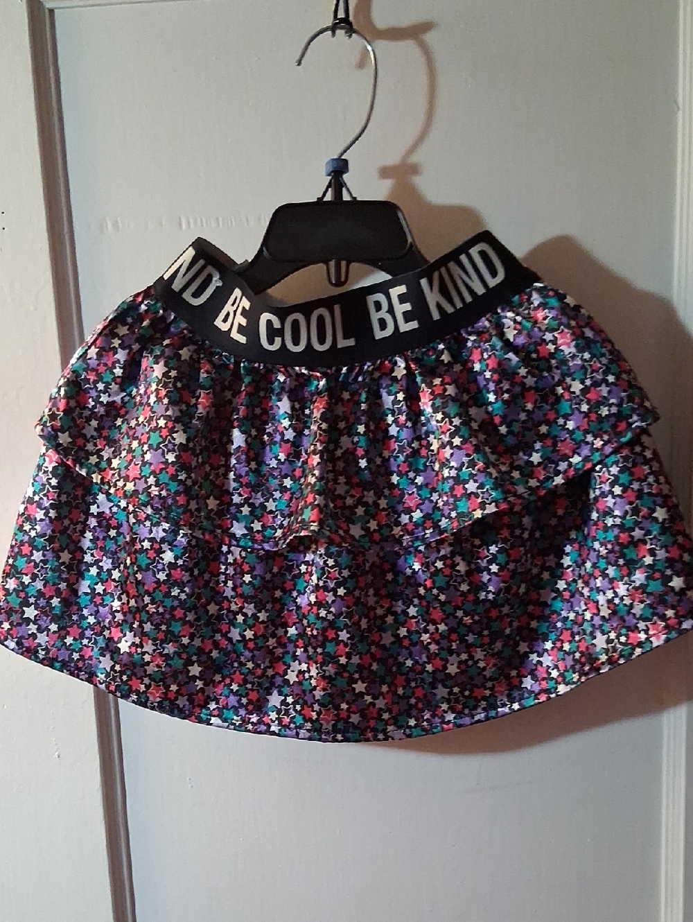 Be Cool Be Kind Black Star Print Ruffle Skirt